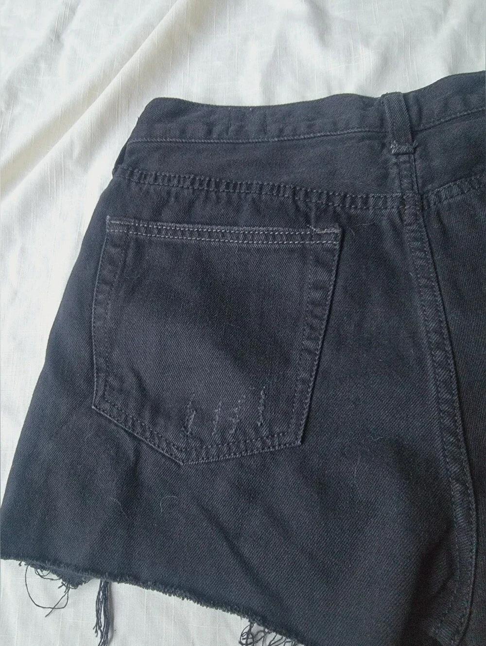 We The Free People SOFIA Black Distressed Denim Jean Cut Off Destructed Shorts